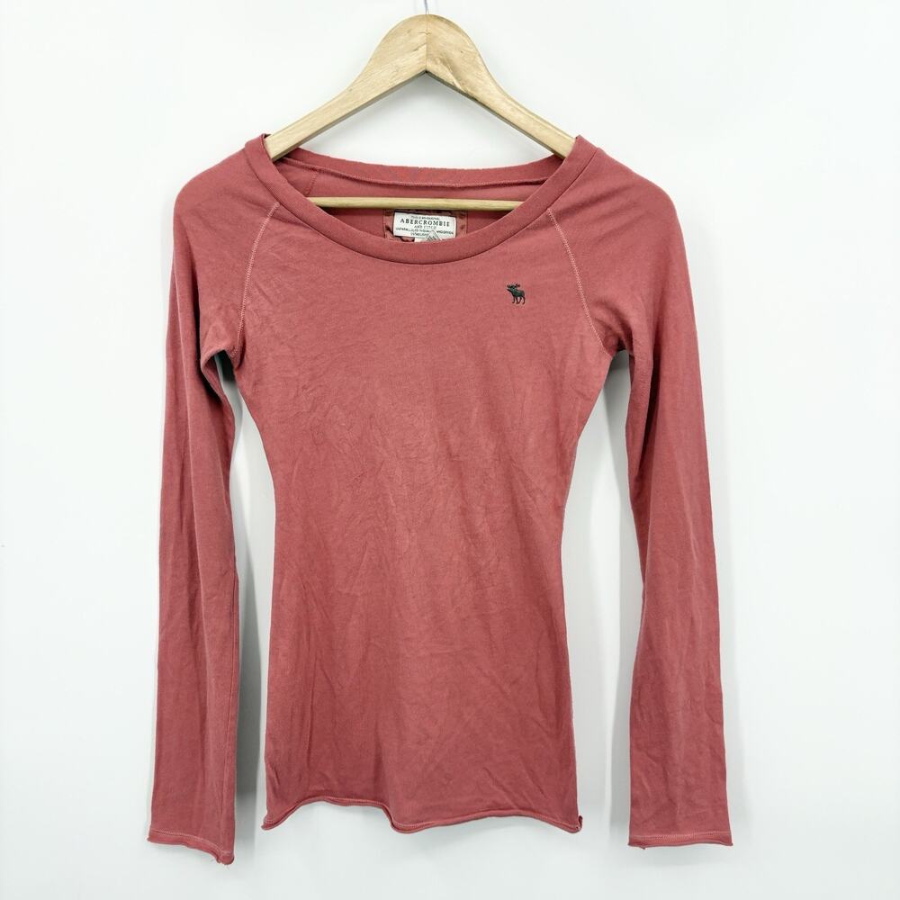 Vintage Y2K Abercrombie Top XSmall Bella Elena Pink Ribbed Boat Neck Coquette